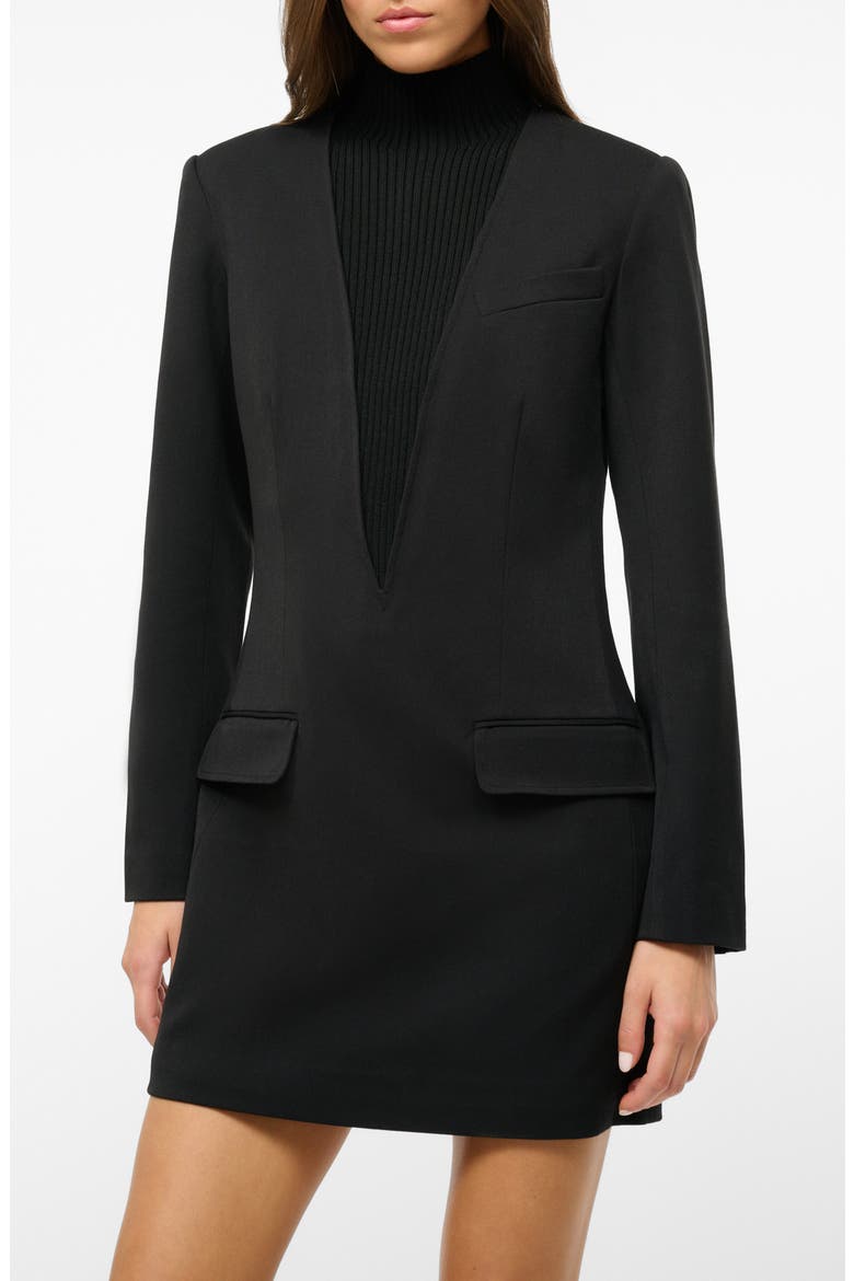 Mott Mixed Media Long Sleeve Coatdress, Alternate, color, BLACK