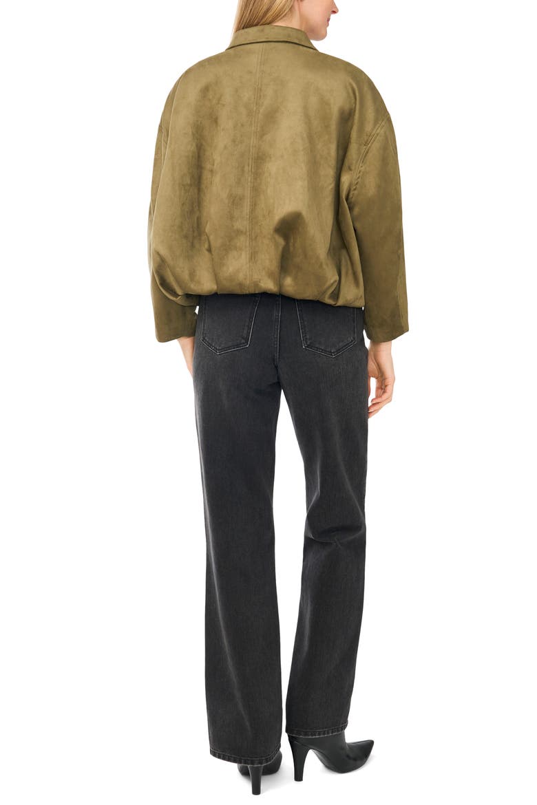 Faux Suede Bubble Bomber Jacket, Alternate, color, LUXE OLIVE