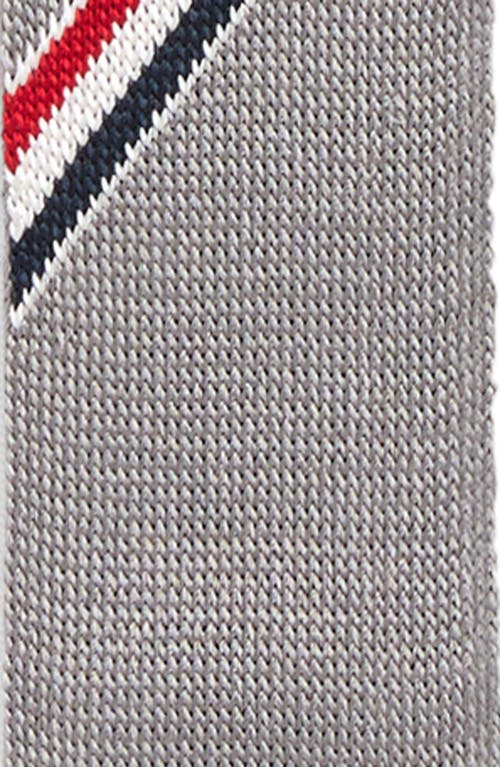 Thom Browne Tricolor Stripe Jacquard Knit Tie In Light Grey