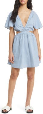 Topshop Stripe Cutout Cotton Dress