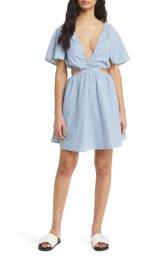 Topshop Stripe Cutout Cotton Dress