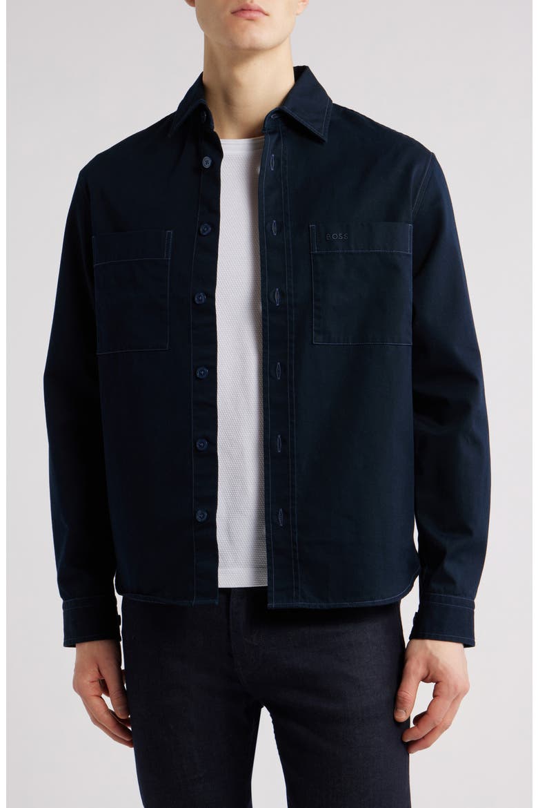 Owen Relaxed Fit Button-Up Overshirt, Main, color, DARK BLUE