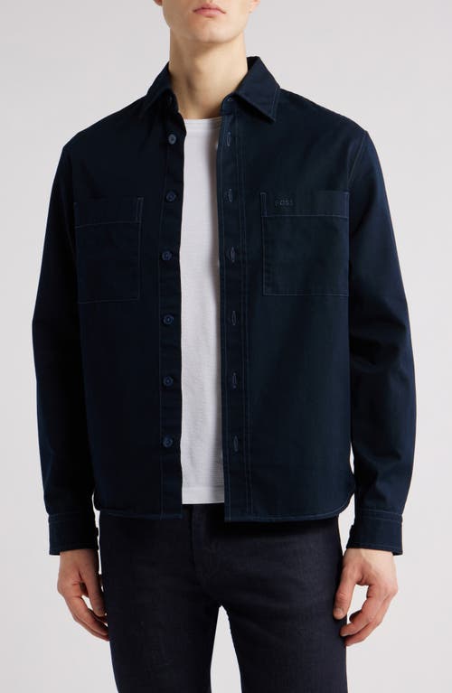 Hugo Boss Boss Owen Relaxed Fit Button-up Overshirt In Dark Blue