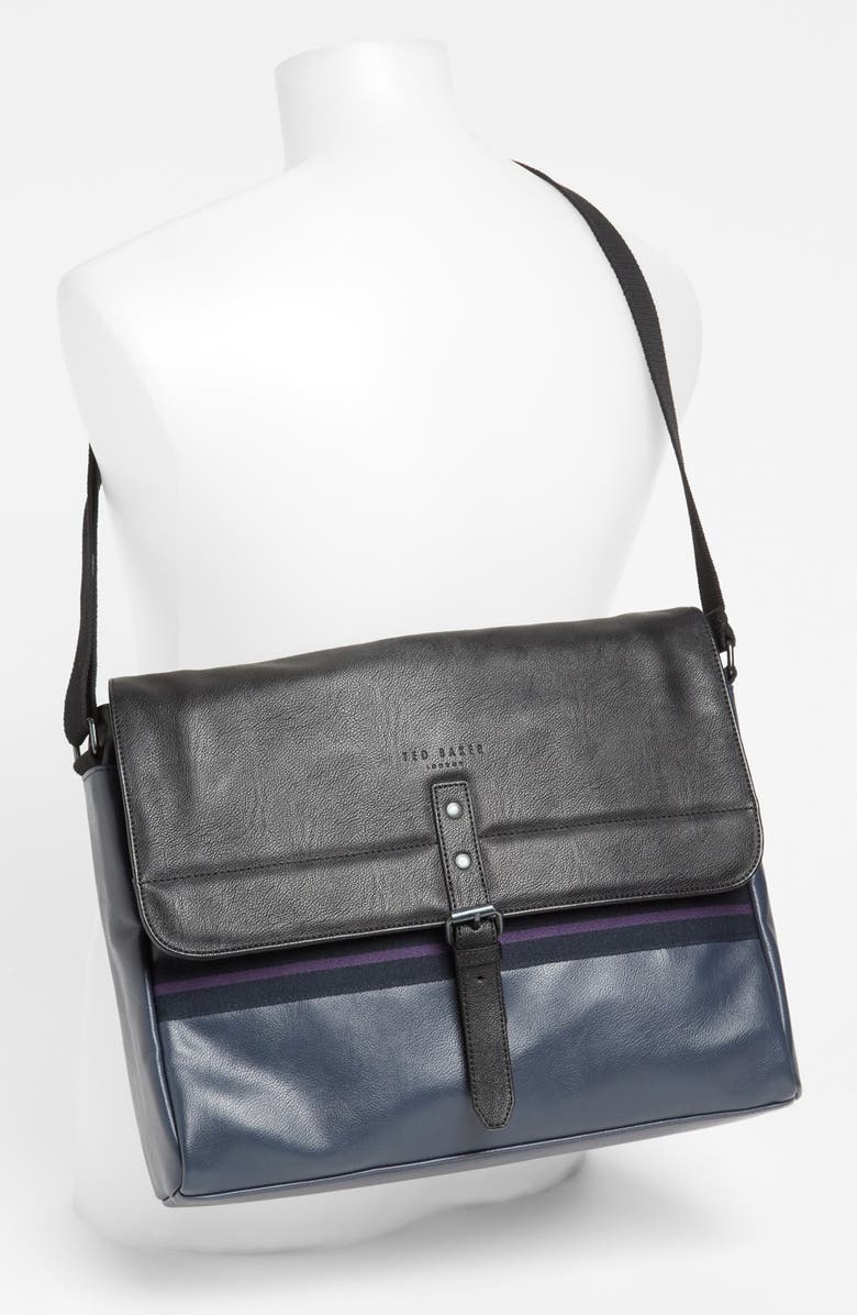 Ted Baker London 'Stripe Webbing' Faux Leather Messenger Bag, Alternate, color,