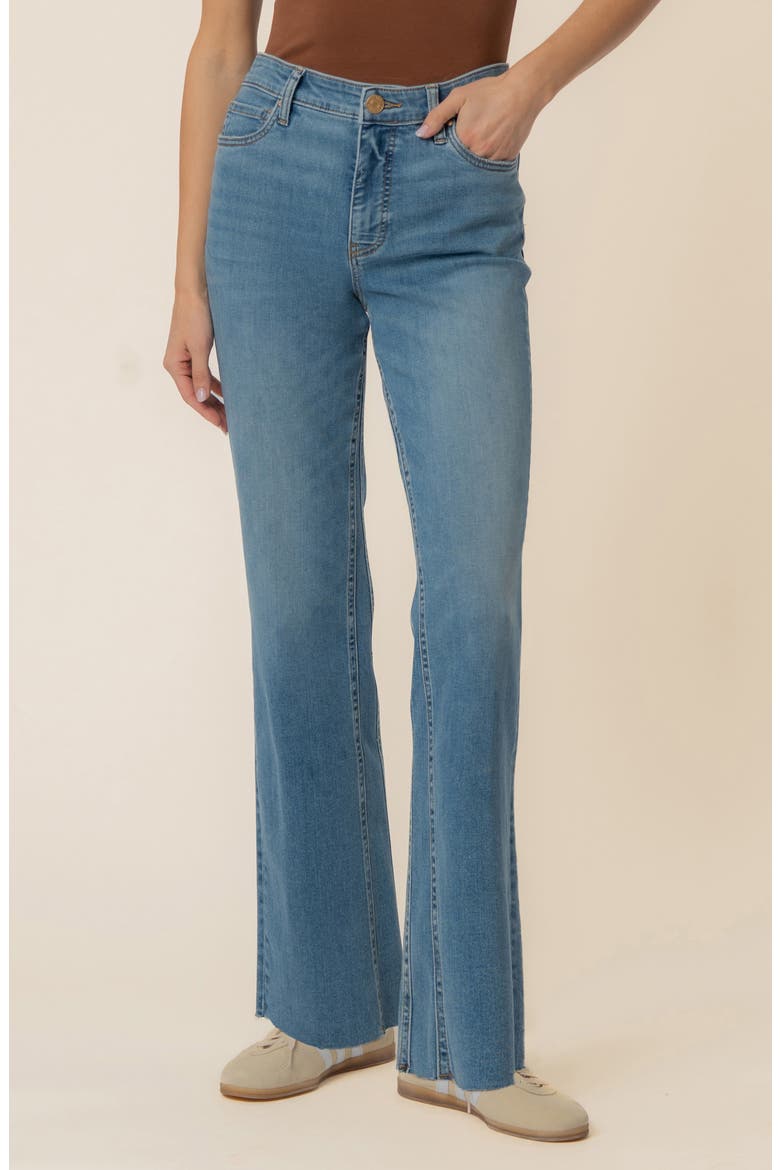 Kelly Fab Ab Raw Hem High Waist Kick Flare Jeans, Main, color, LEGEND