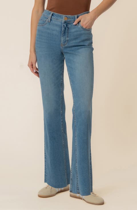 Kelly Fab Ab Raw Hem High Waist Kick Flare Jeans