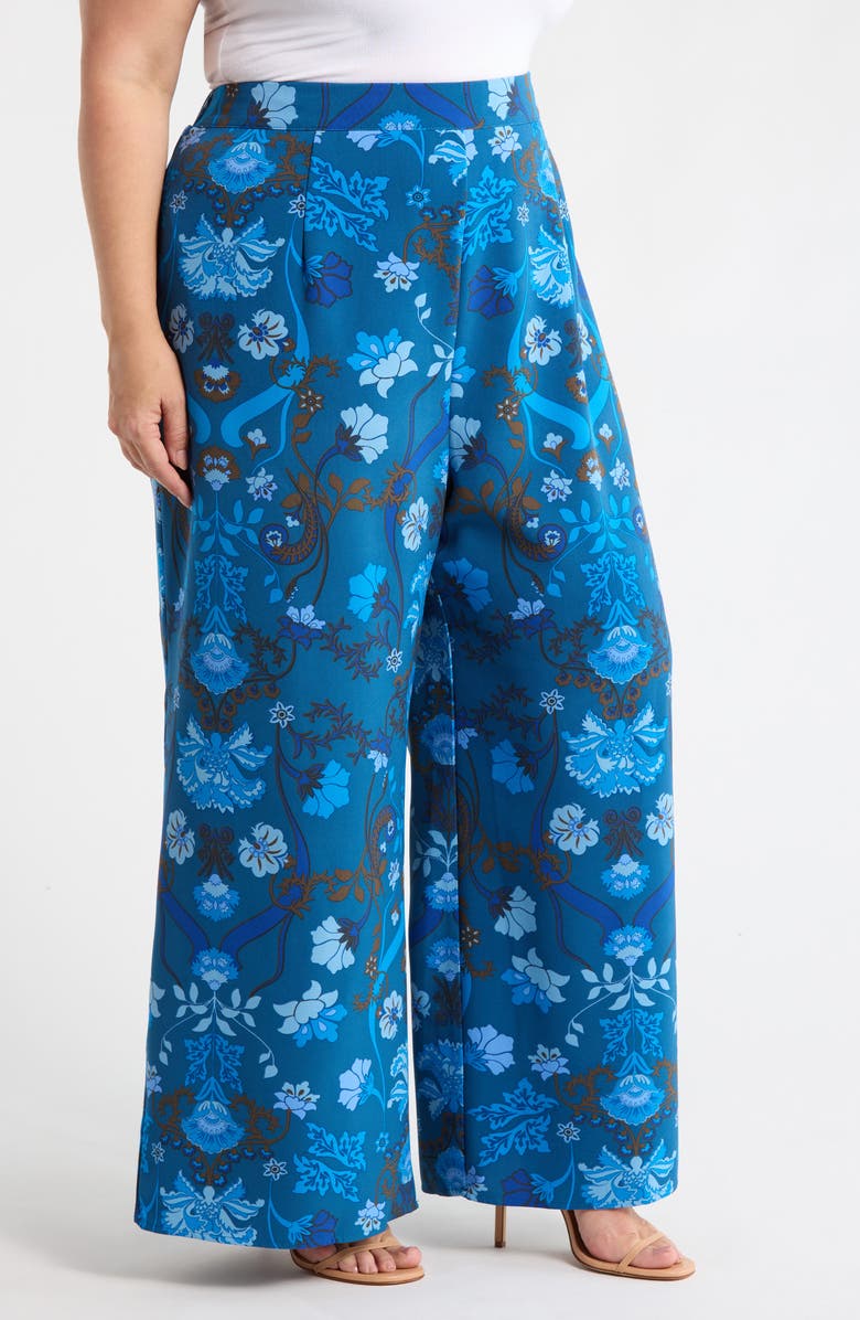 SUGARLIPS Palmate Pluma Floral Print Wide Leg Pants, Alternate, color,