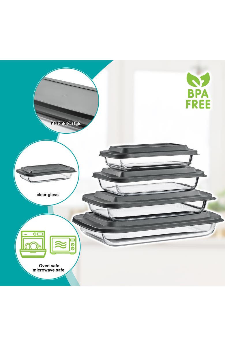 SORBUS 4-Piece Deep Dish Baking Dish Set, Alternate, color, Clear