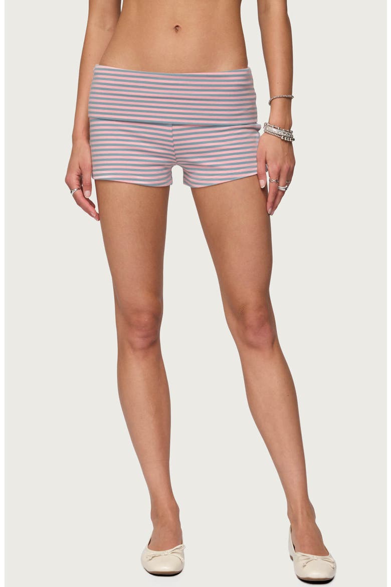 Kodi Stripe Foldover Shorts, Main, color, PINK