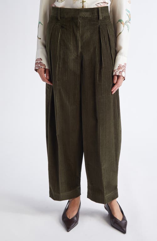 Altuzarra Dash Pleated Barrel Leg Crop Pants in Dark Forest  product