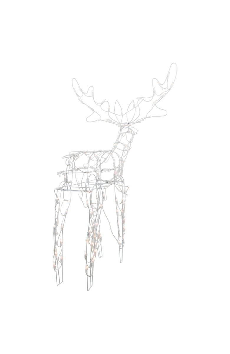 Northlight 48" Lighted White Standing Reindeer Outdoor Christmas Yard Decoration, Alternate, color, 