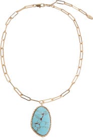 Ettika Oval Stone Pendant Necklace