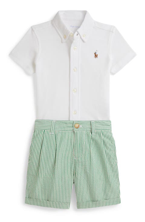 Oxford Mesh Button-Up Shirt & Shorts Set (Baby)