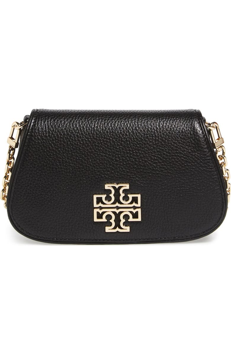 Tory Burch 'Mini Britten' Leather Crossbody Bag, Main, color,