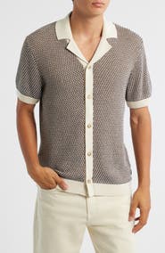 BOSS Iconico Textured Knit Camp Shirt