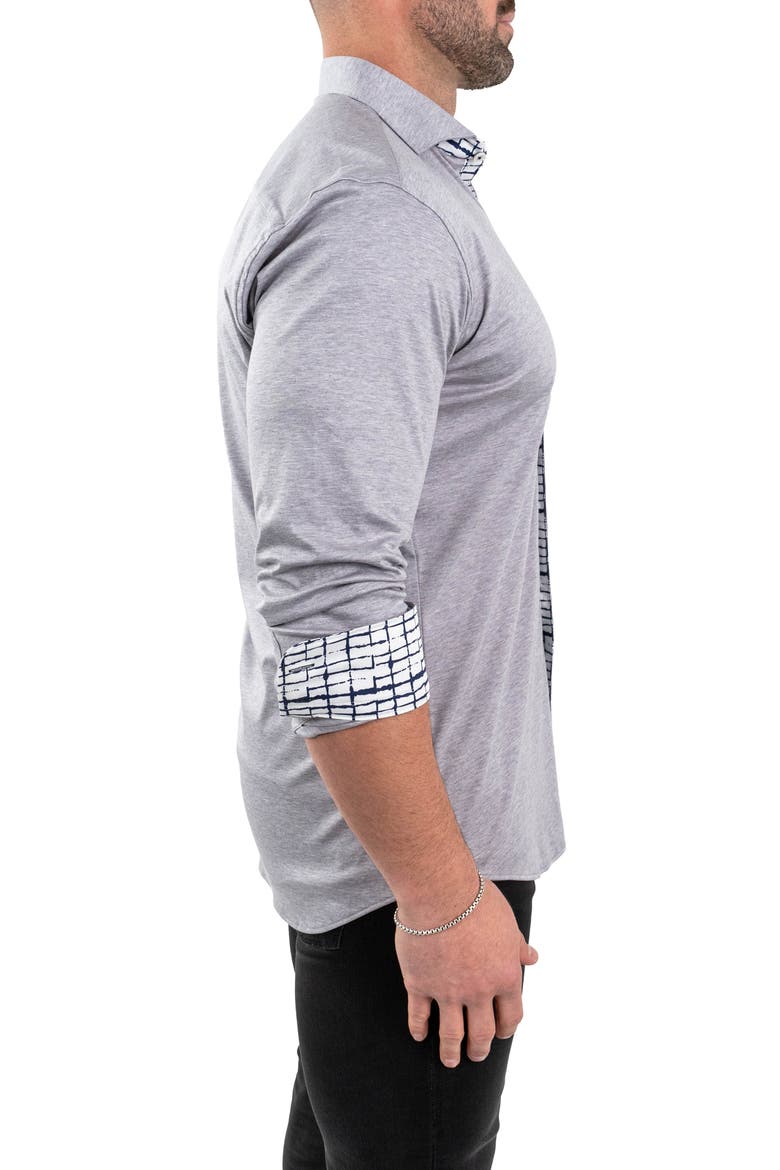 Einstein Cotton Knit Button-Up Shirt, Alternate, color, GREY