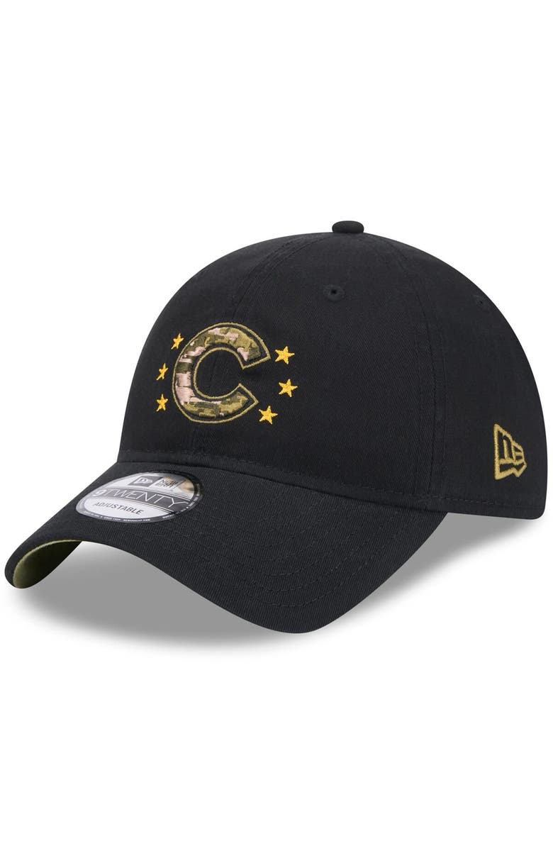 New Era Men's New Era Black Chicago Cubs 2024 Armed Forces Day 9TWENTY Adjustable Hat, Alternate, color, Black