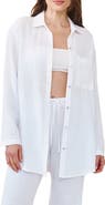 Bella Dahl Relaxed Fit Semisheer Cotton Blend Button-Up Tunic