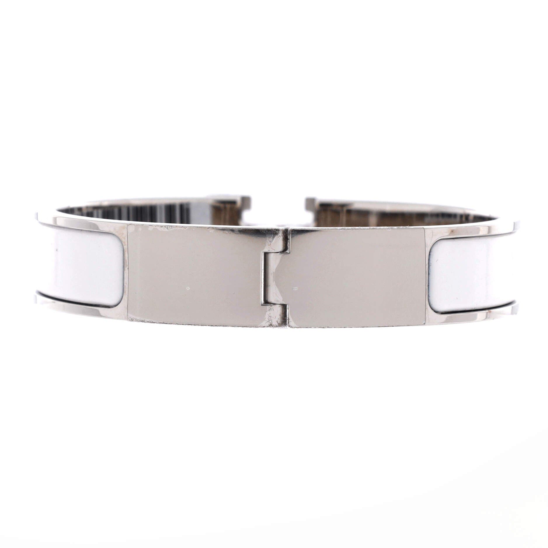 Clic H Bracelet Enamel Narrow, Alternate, color, White