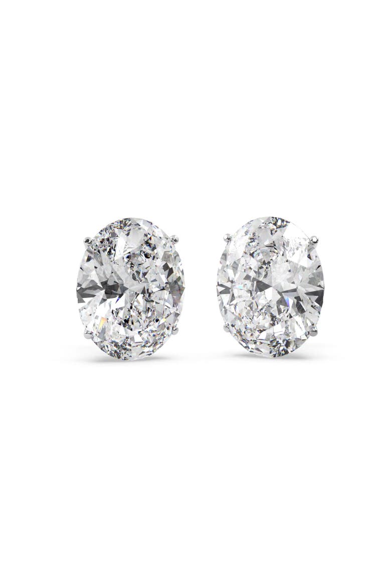 Oval-Cut Diamond Stud Earrings 14kt, Alternate, color, Diamond, White Gold