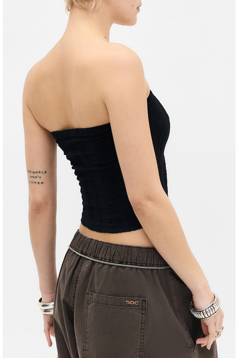 Floral Knit Crop Bandeau Top, Alternate, color, BLACK
