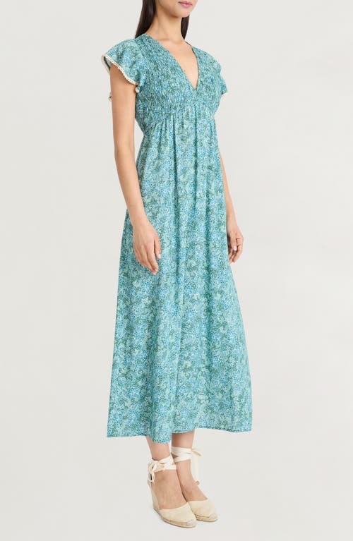The Good Journey Flutter Sleeve Maxi Dress In Blue