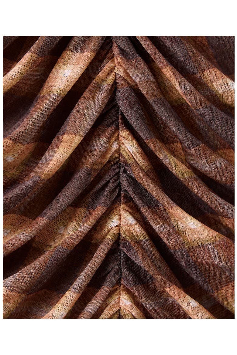 Ruched Plaid Sleeveless Top, Alternate, color, BROWN
