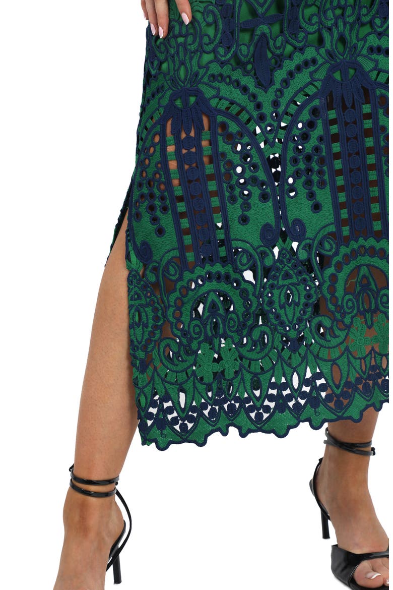 Lace Midi Dress, Alternate, color, NAVY EMERALD