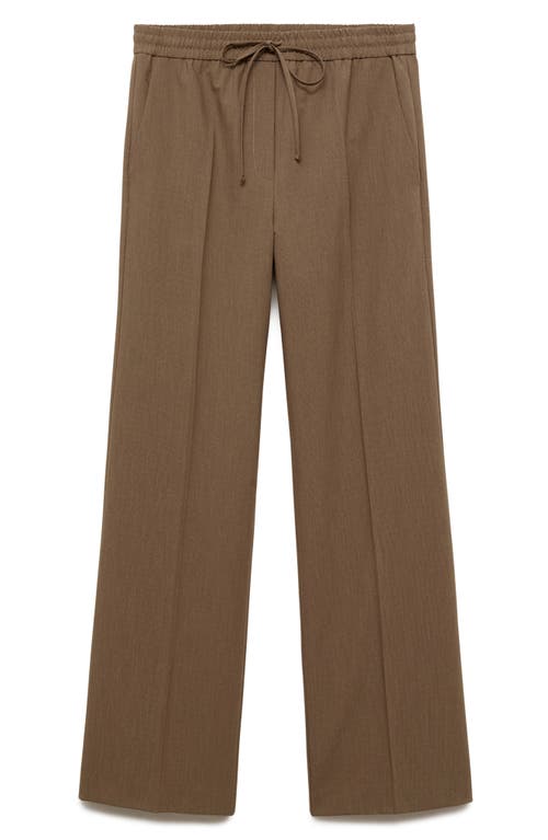 Mango Elasticized Tie Waist Relaxed Pants In Brown In Brown