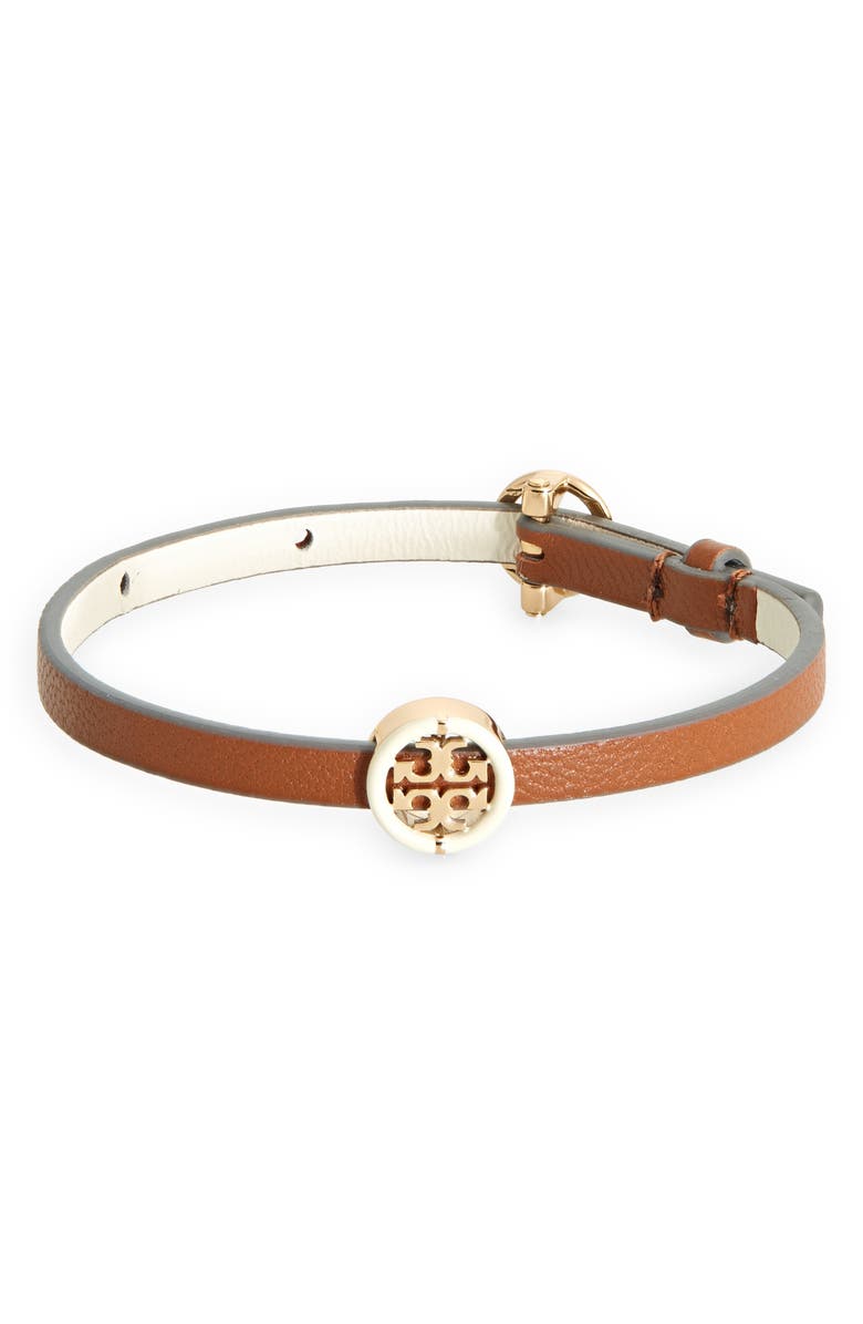 Tory Burch Miller Leather Bracelet, Main, color, 