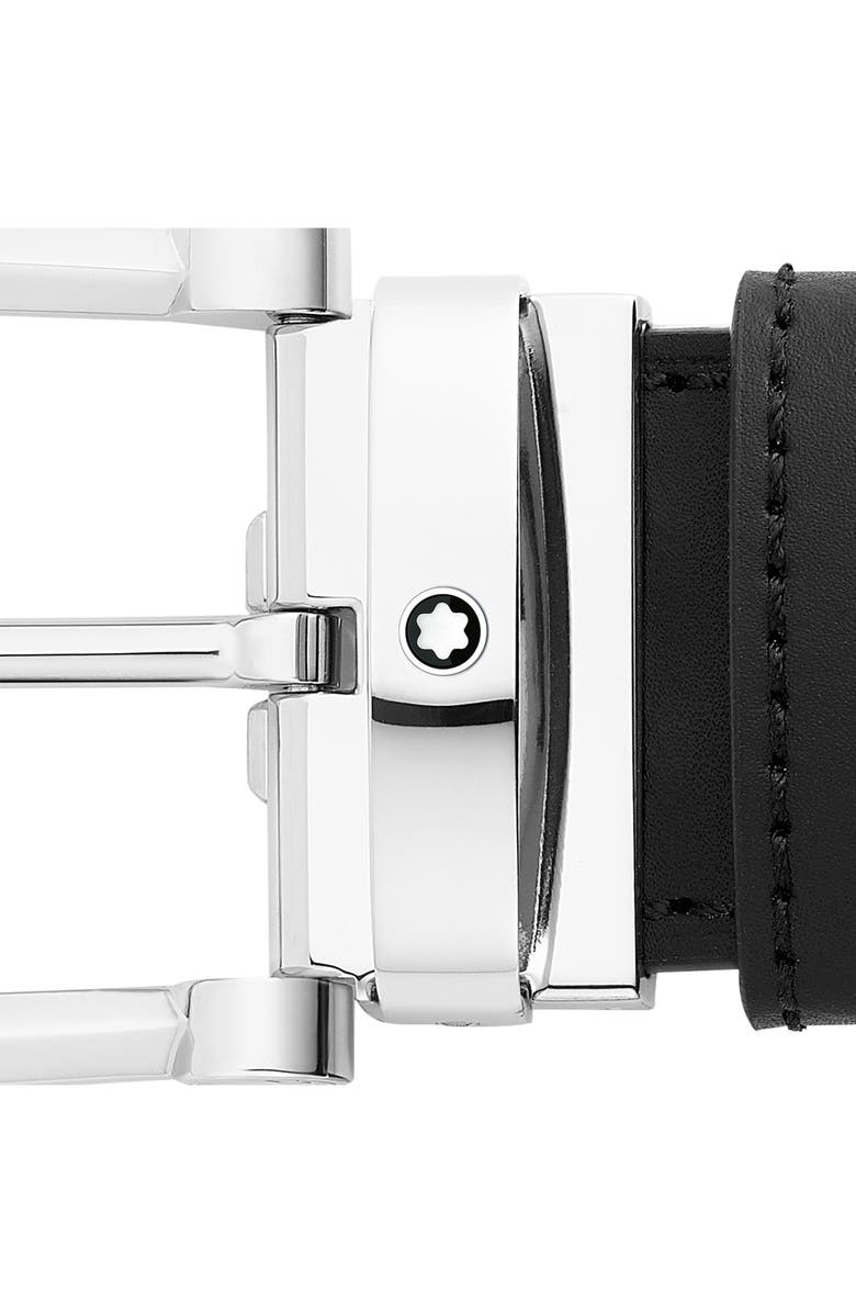 Montblanc Reversible Horseshoe Buckle Leather Belt, Alternate, color, Black Brown