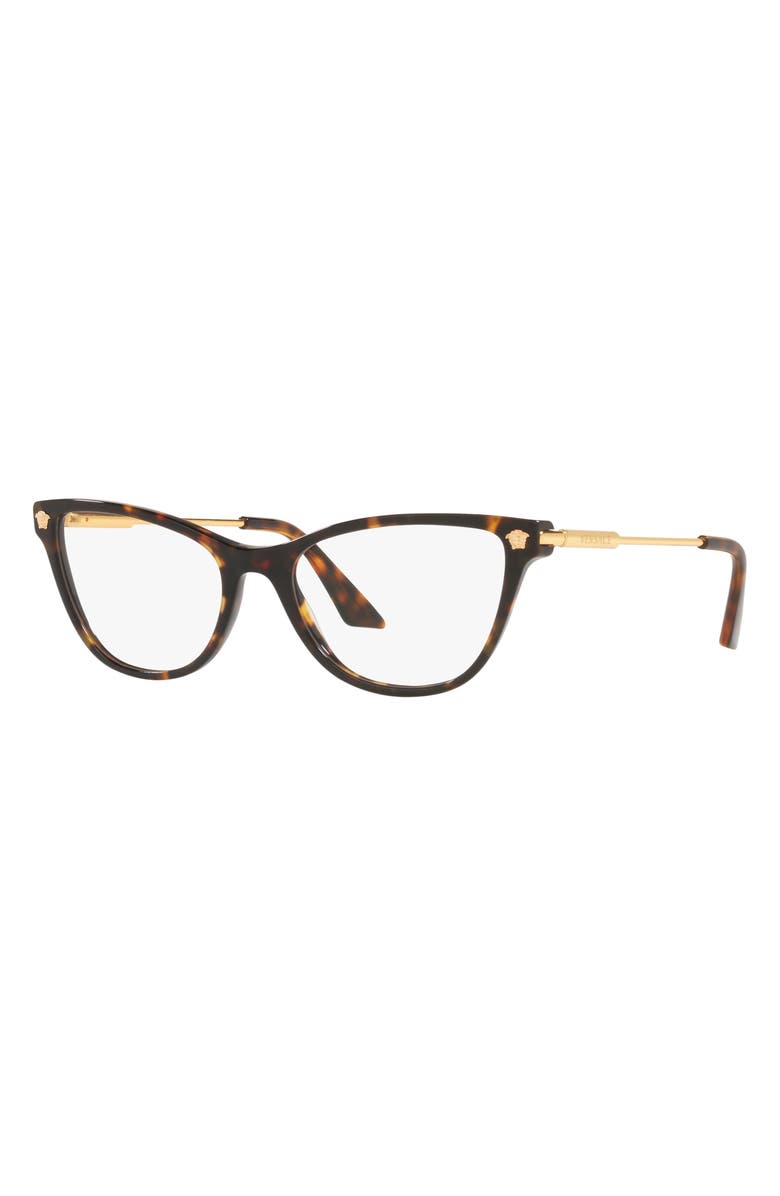 Versace 54mm Cat Eye Optical Glasses, Alternate, color, Havana