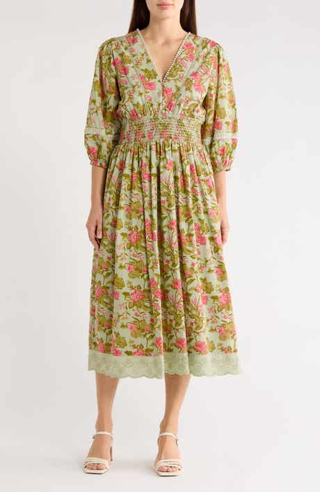 Maisie Floral Smocked Waist Midi Dress