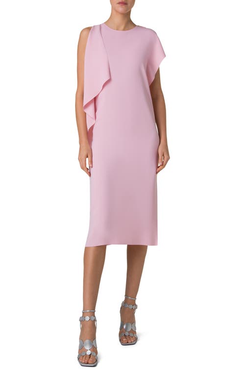 Akris Punto Lasercut Shoulder-drape Midi Dress In Pale Pink