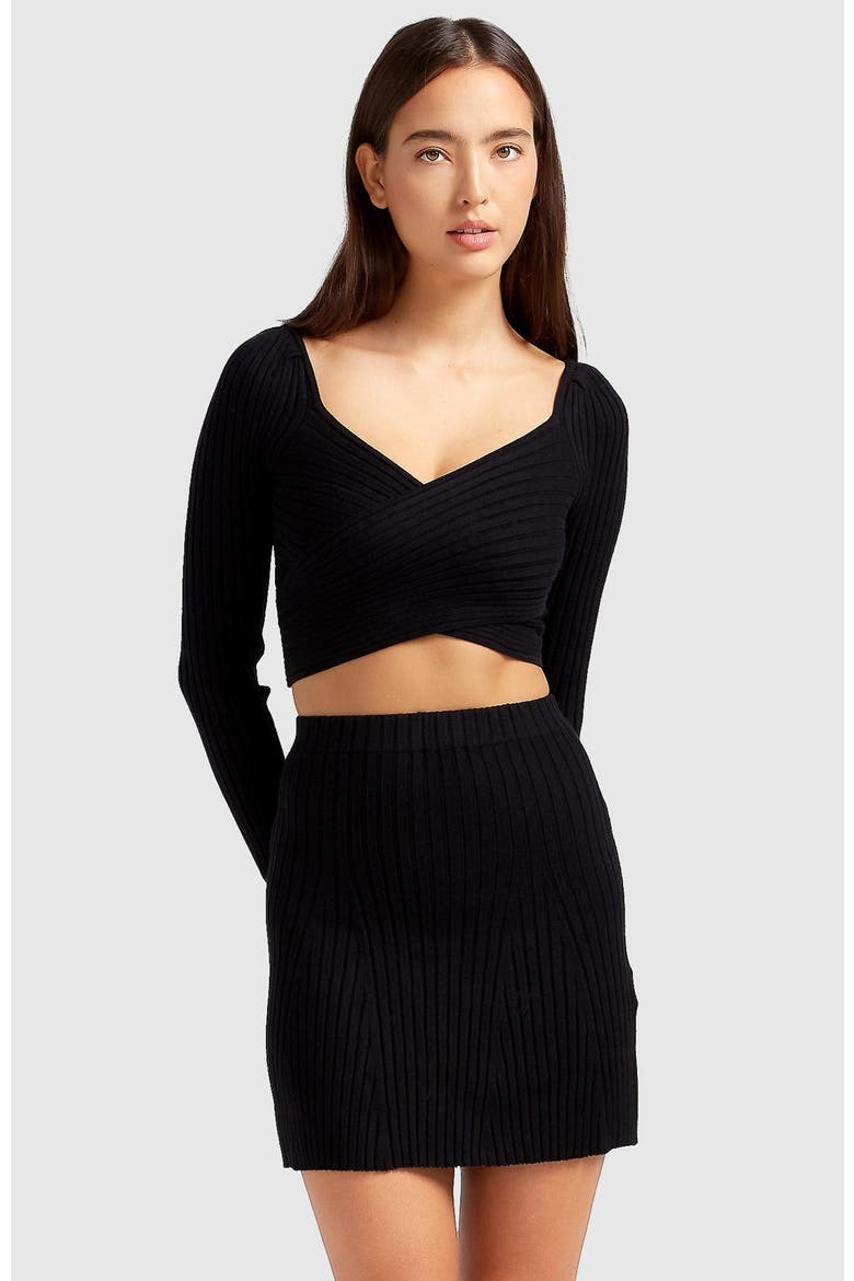 C'est Belle Knit Mini Skirt, Alternate, color, Black