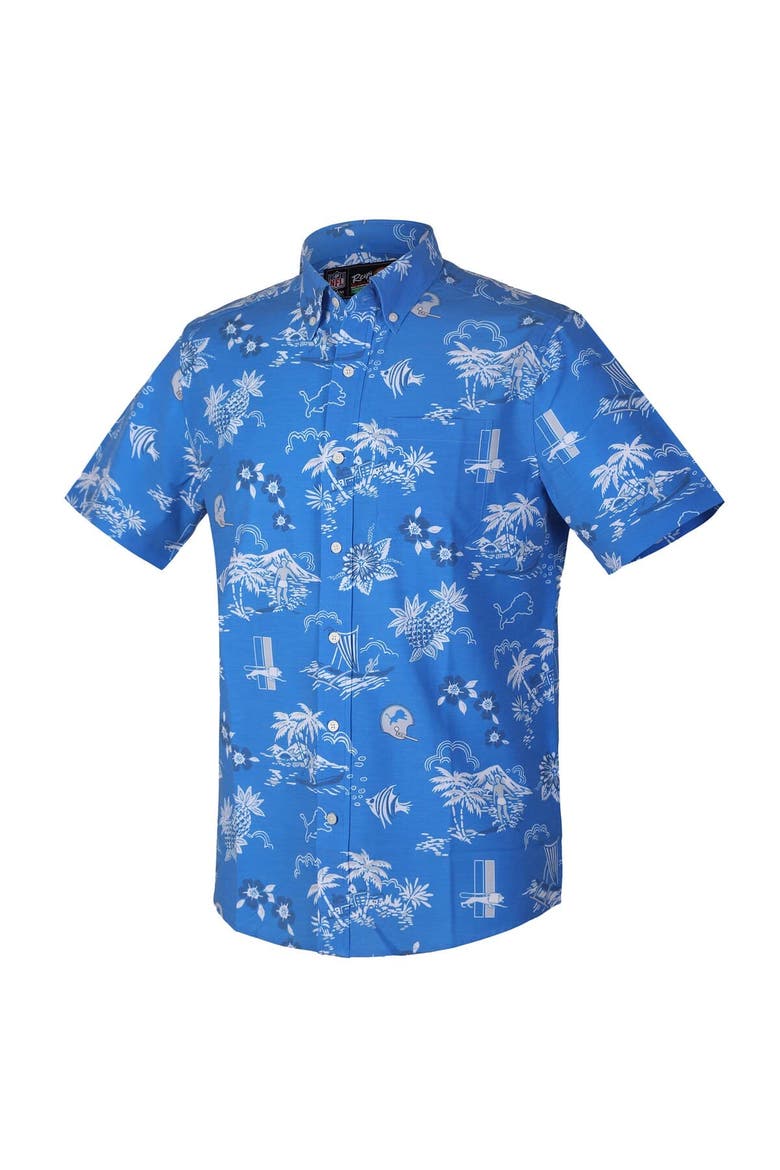 Men's Reyn Spooner Blue Detroit Lions Throwback Kekai Performance Button-Down Shirt, Alternate, color, Blue