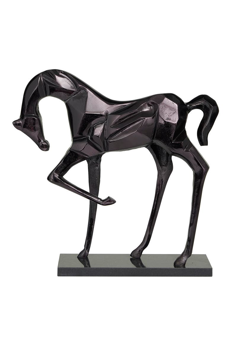 Black Aluminum Contemporary Horse Sculpture, Alternate, color, BLACK