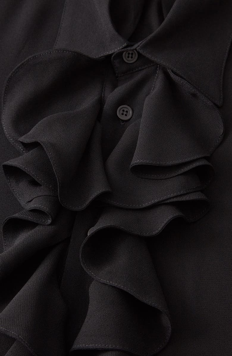 BLK DNM Ruffle Front Button-Up Shirt, Alternate, color, Black