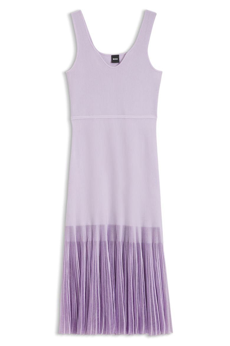 Floe Mixed Media Pleat Midi Dress, Alternate, color, LAVENDAR TIDE