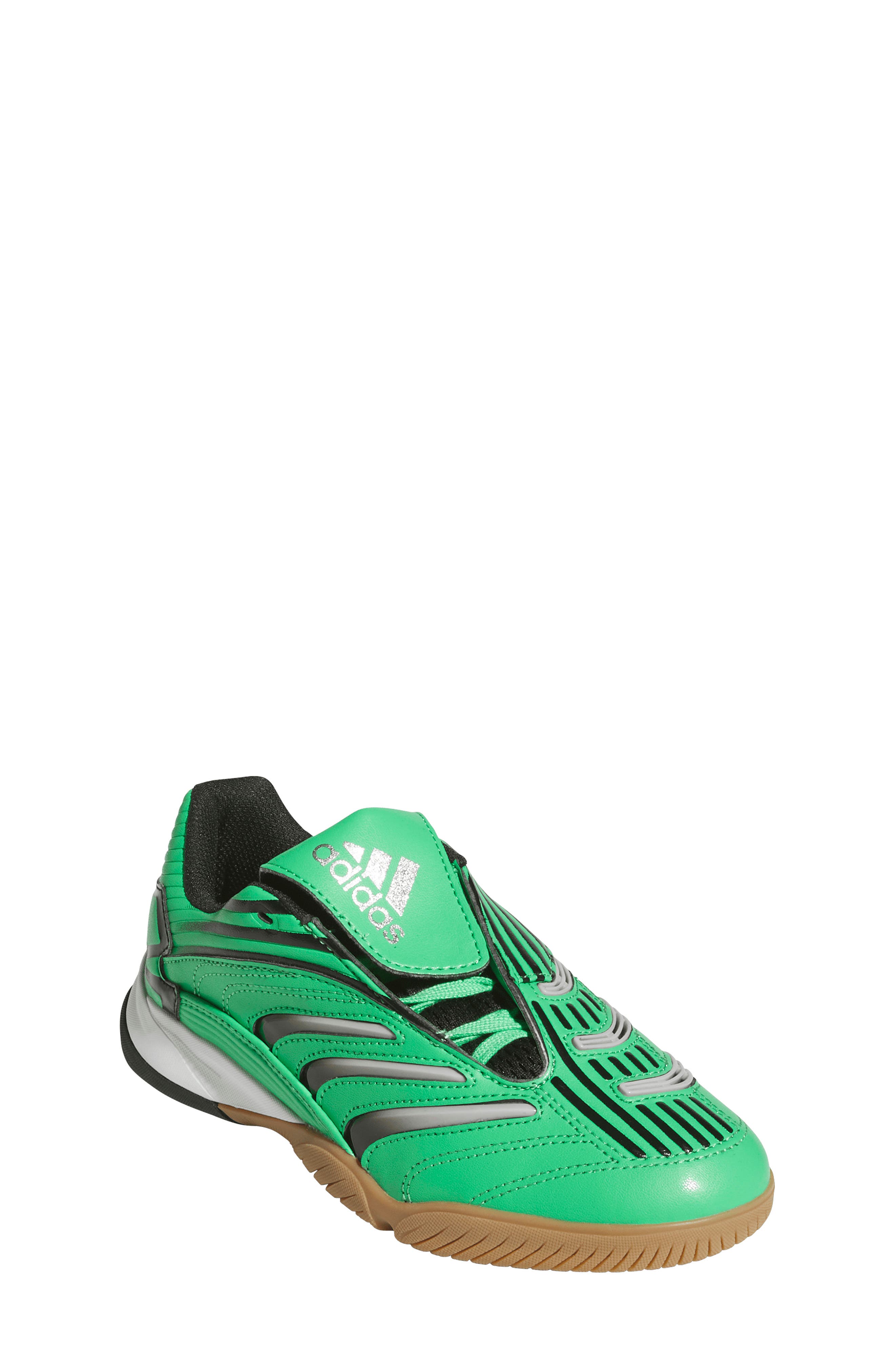 adidas Kids' Predator Sala Soccer Sneaker, Main, color, Green/ Core Black/ Gum