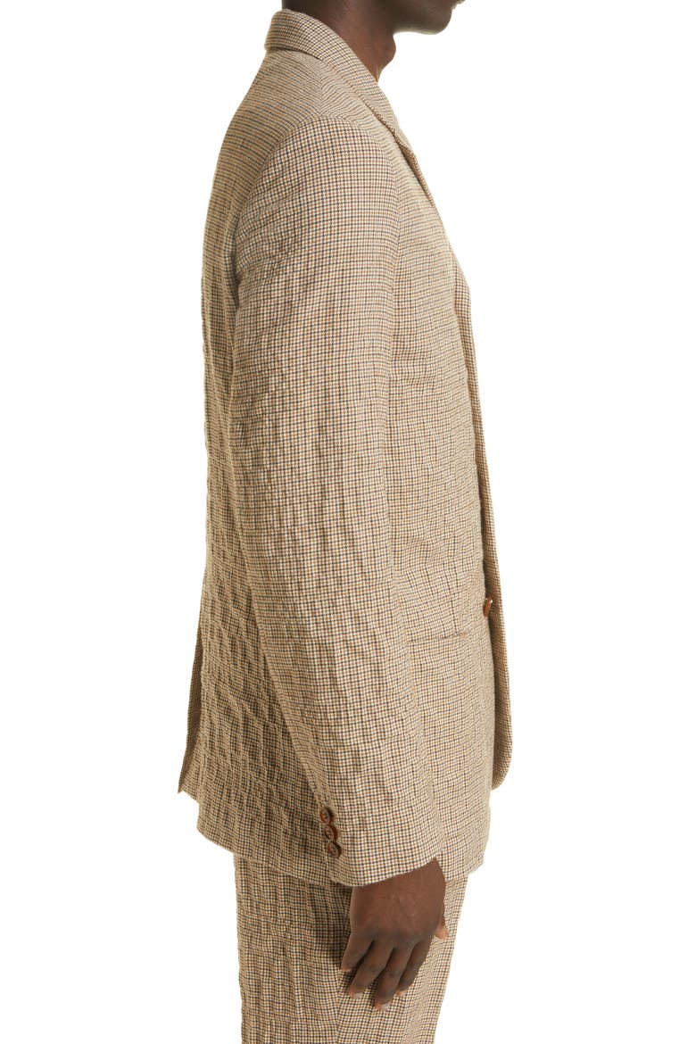 Houndstooth Rumpled Wool Jacket, Alternate, color, DARK CAMEL