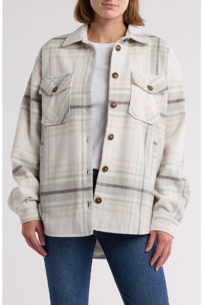 Plaid Shacket, Main, color, CREAM SAGE