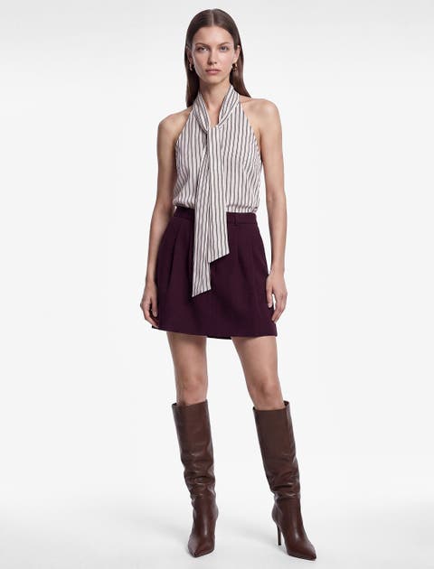 Tailored Pleated Mini Skirt