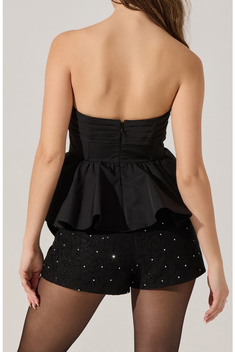Melia Strapless Peplum Top, Alternate, color, BLACK