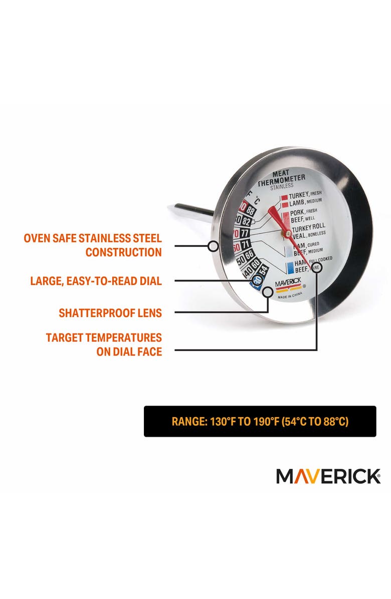 Maverick Large Dial Meat Thermometer, Alternate, color, Silver