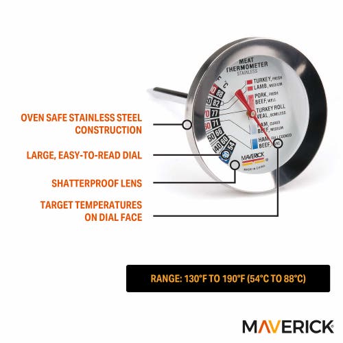 Maverick Large Dial Meat Thermometer In Silver