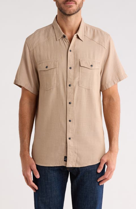 Herringbone Short Sleeve Western Shirt