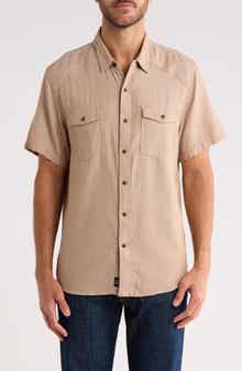 Lucky Brand Herringbone Short Sleeve Western Shirt