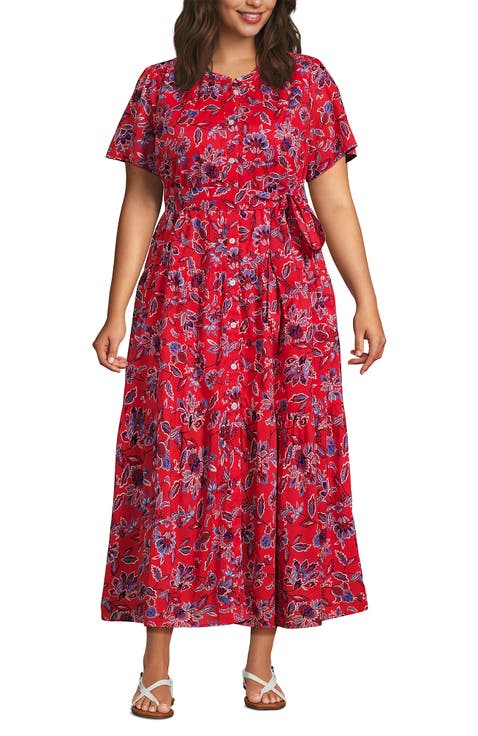 Cotton Voile Button Front Maxi Dress