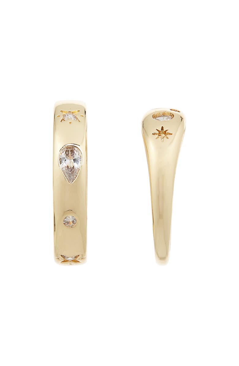 NORDSTROM RACK Cubic Zirconia Inlay Ring Set, Alternate, color, Clear- Gold